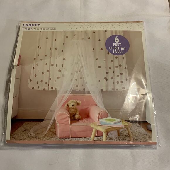 White Tulle Canopy for children’s room/nursery 6’ tall - Picture 1 of 3